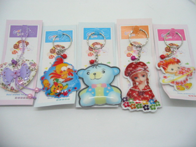 60 Assorted Plastic Cartoon key rings